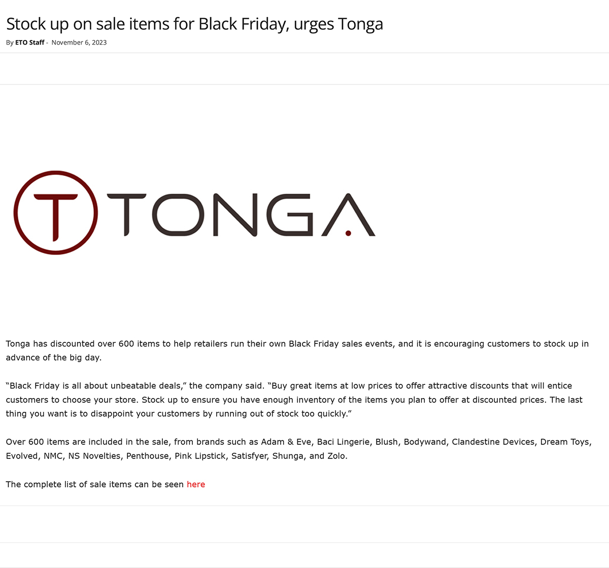 2023-11 ETO Online - Sale Items For Black Friday